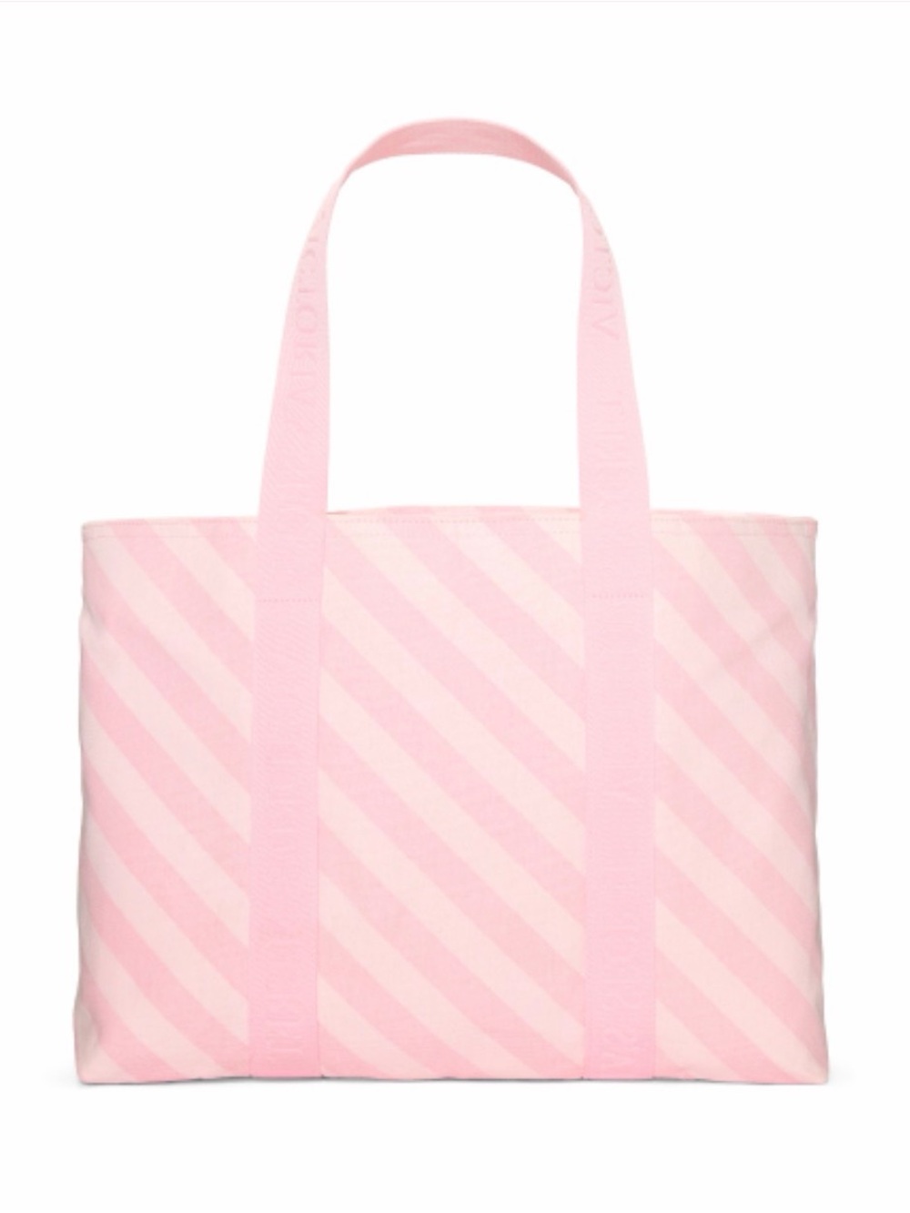 NWT Victorias Secret Pink Diagonal Stripe Tote Bag Handle Straps Totes Purses Ba